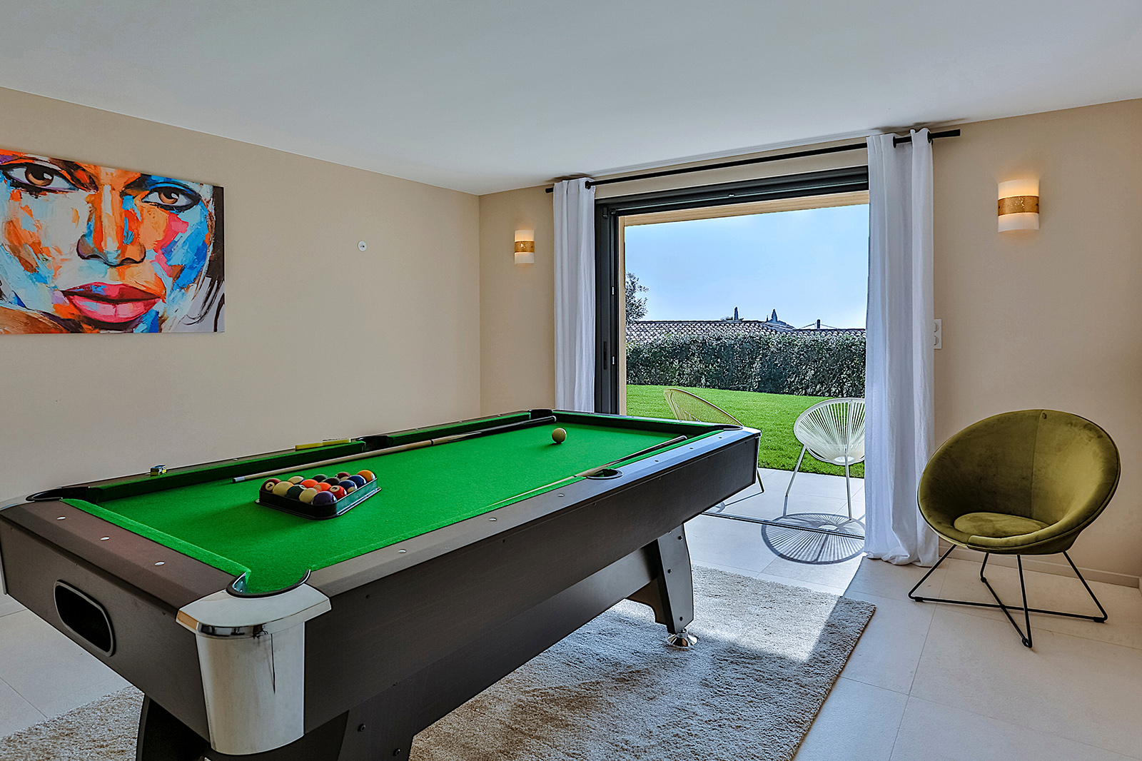 Play room with billiards