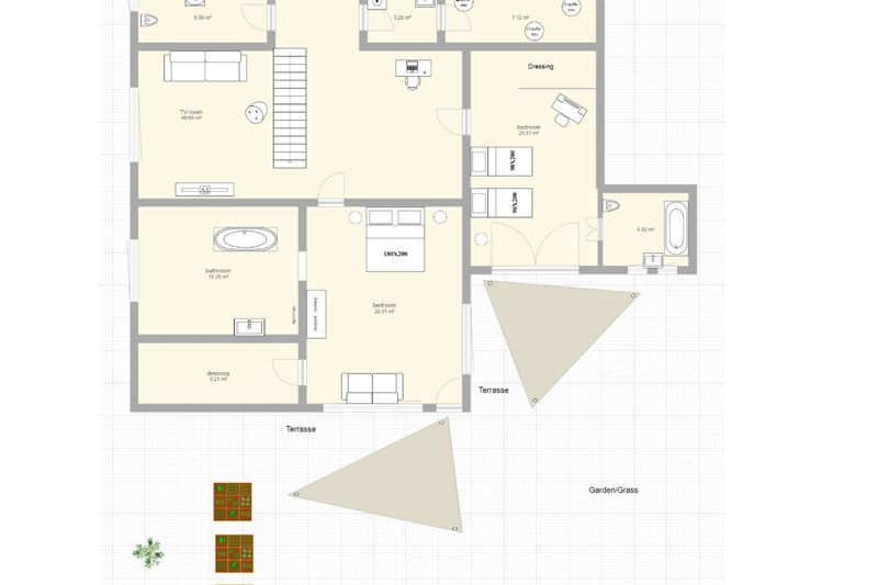 Plattegrond beneden verdieping